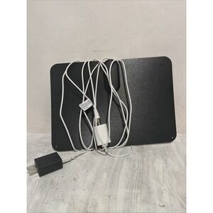 HDTV Digital TV Antenna with Inline Amplifier Black White Flat Panel